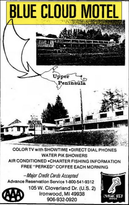 Love Hotels Timberline By OYO Lake Superior (Blue Cloud Motel) - June 1985 Ad
